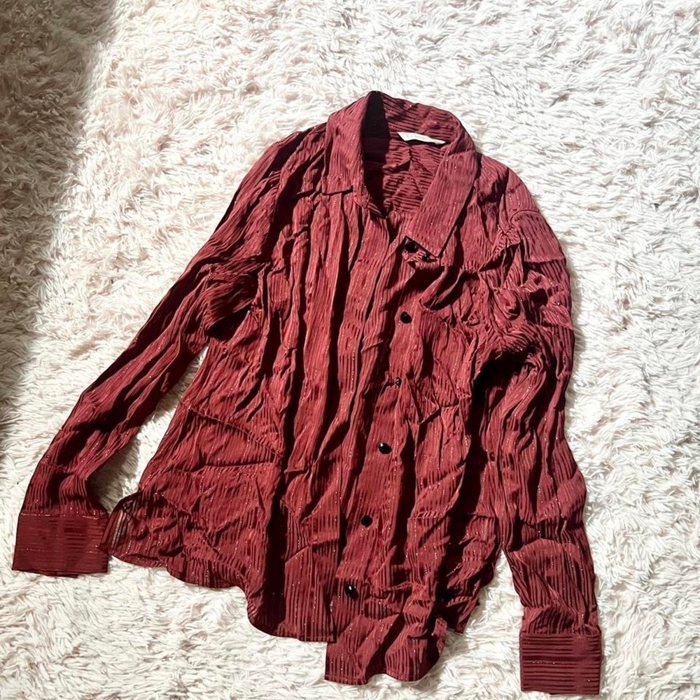 Soft Surroundings Classic Metallic Secretary Button Down Womens S Professional